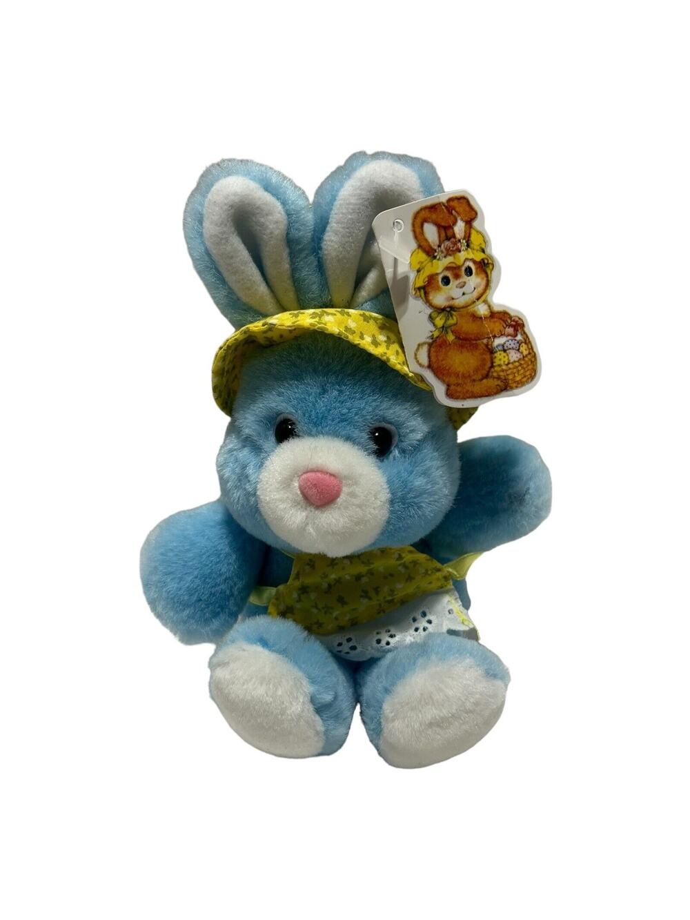 Vintage Walmart TL Toys Plush Bunny Rabbit Blue Yellow Hat Apron